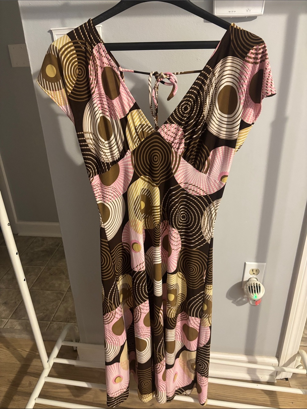 Vintage Y2K Vertigo Paris Flowy Geometric Feminine Midi Dress Medium